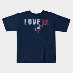 Love Texas TX Texan Retro Fade Kids T-Shirt